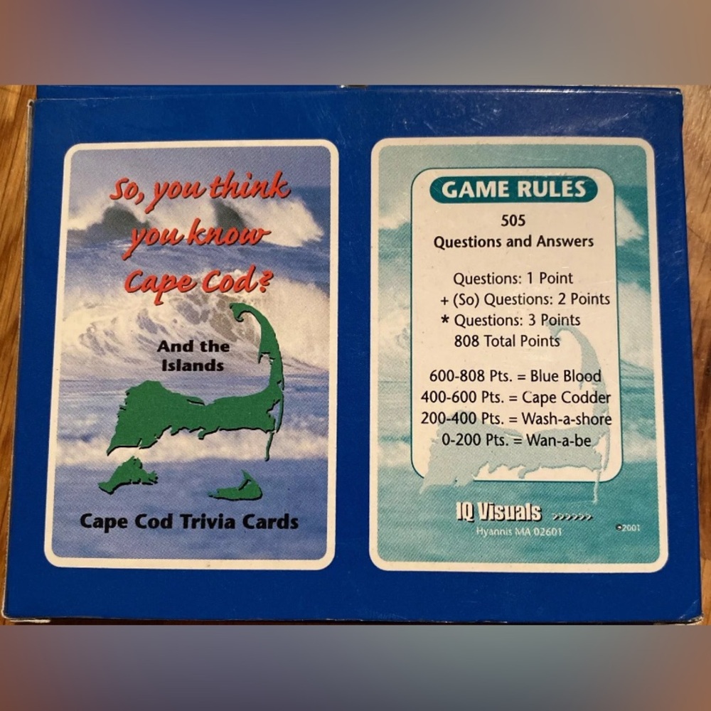“So You Think You Know Cape Cod?” Novelty Trivia Card Game